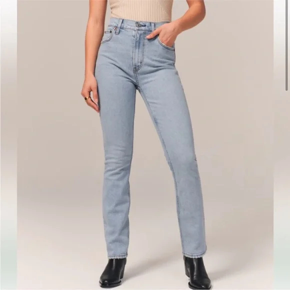 Abercrombie & Fitch 90’s Slim Straight Ultra High Rise Denim Jeans Size 26/2 XS - Picture 2 of 6